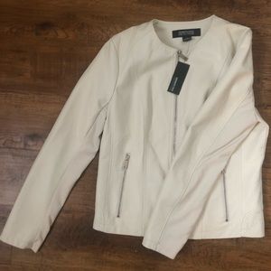 Kenneth Cole Reaction Ivory Faux Leather Jacket